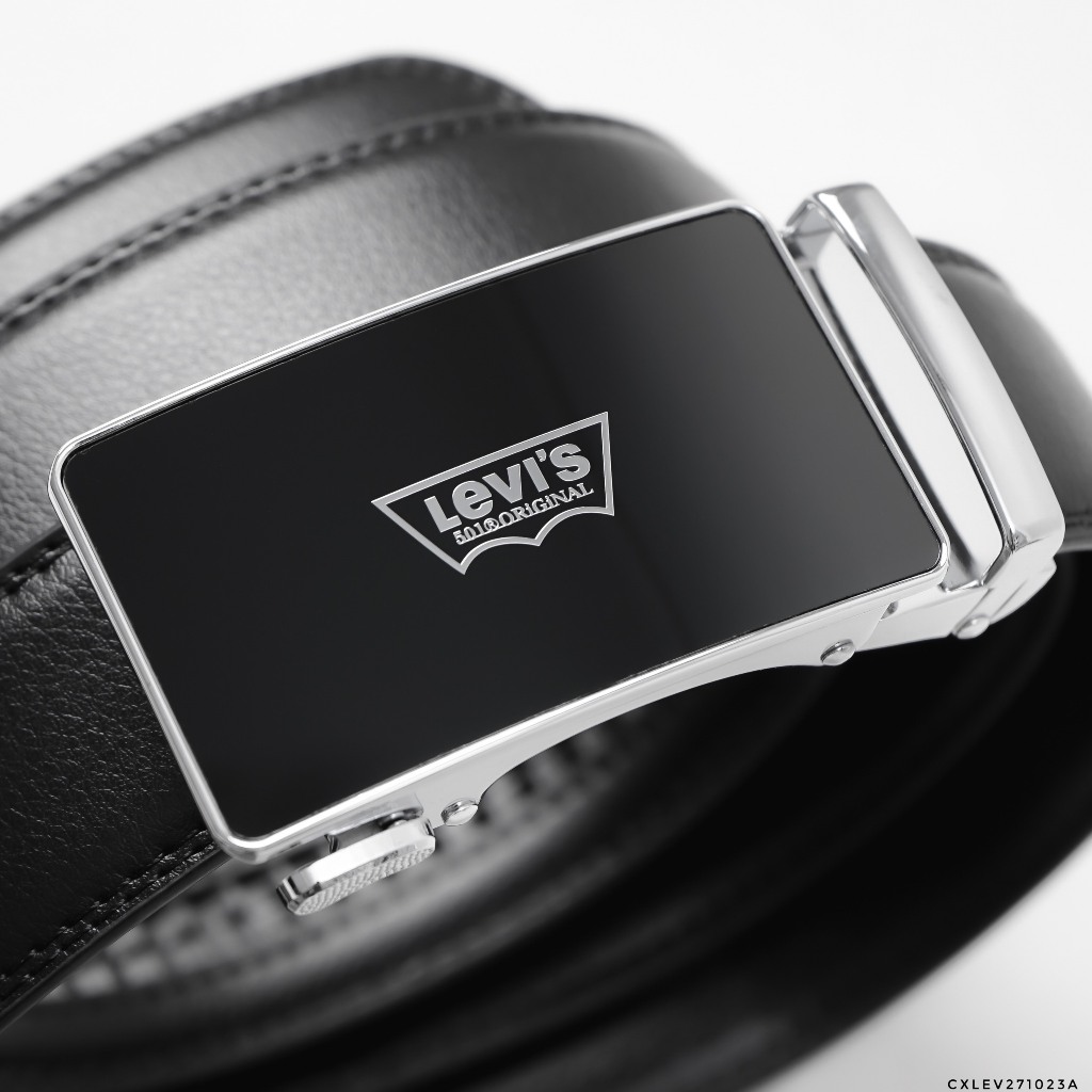 Thắt lưng LEVIS Mặt Gương Nam da bò thật, Nịt nam Sang Trọng - Dây lưng khóa tự động thông minh FullBox