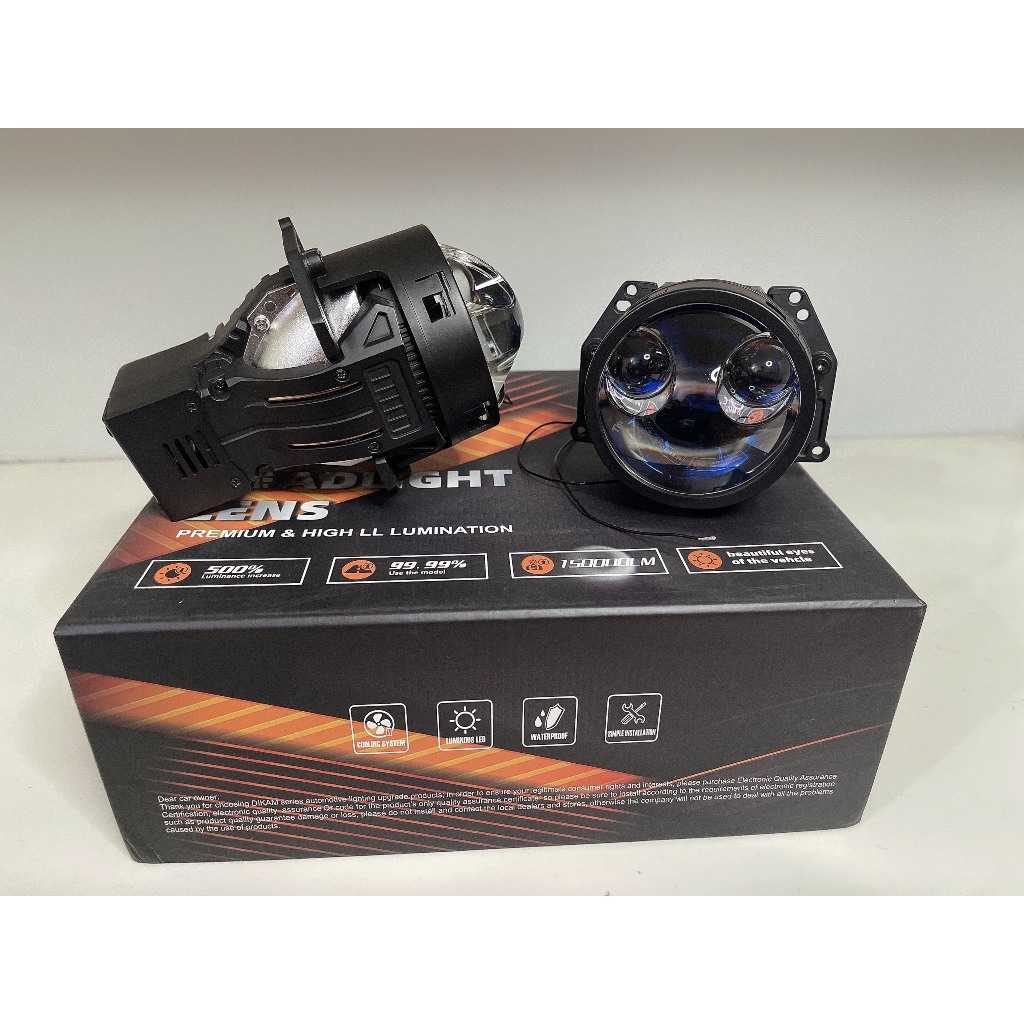 Đèn pha bi cầu 2 Laser trợ pha DIKAM M7