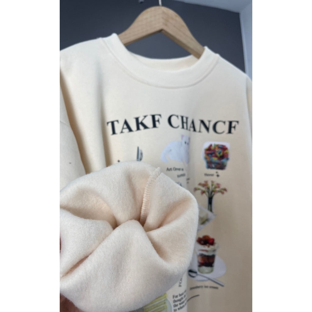 SWEATER MÀU BE  SỮA IN HÌNH TRÀ SỮA HOA BE100