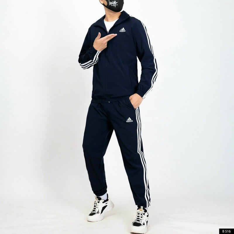 Bộ gió thể thao nam adidas 2 lớp chất gió loại 1 lót lưới