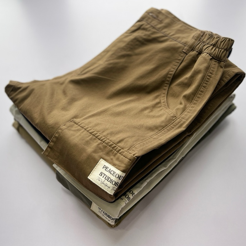 Quần Cargo Pant Túi hộp P04 Peaceout Studios Kaki Lưng thun