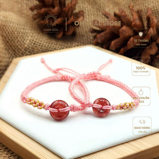 Vòng tay nữ đồng điếu thạch anh dâu tây hồng hợp mệnh Hoả - Thổ tốt cho tình cảm CARA GEM CR97