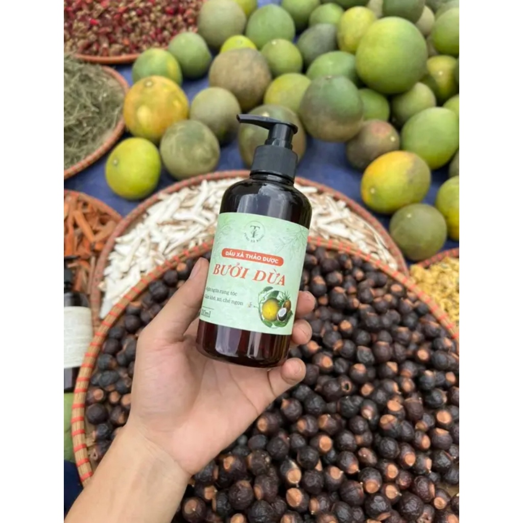 Dầu Xả Thảo Dược Bưởi Dừa 300ml phục hồi và dưỡng ẩm kích thích mọc tóc , Giảm Gàu, Nấm, Ngứa, Rụng Tóc