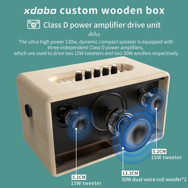 Loa Karaoke Bluetooth 5.3 XDOBO MIRAGE Công Suất 130W, Chống Nước IPX5, Hỗ Trợ Hát Karaoke, Thẻ TF, USB, Jack AUX