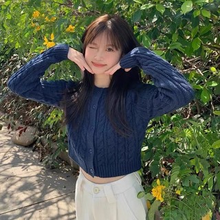 Áo khoác len croptop hàn quốc, áo cardigan len thừng
