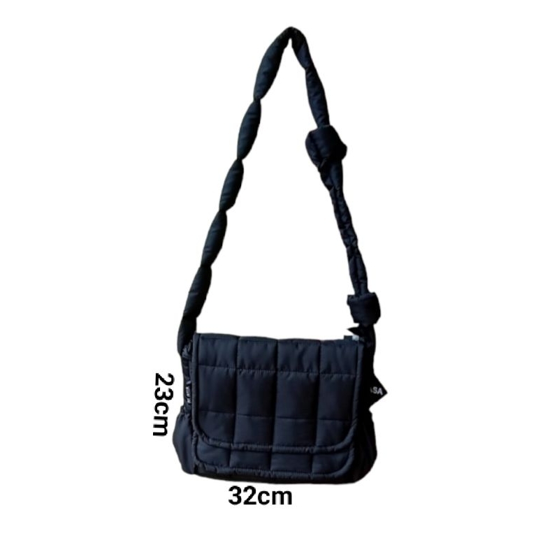 Túi đeo chéo chần bông HAI NẮP SƯỜN dainystore