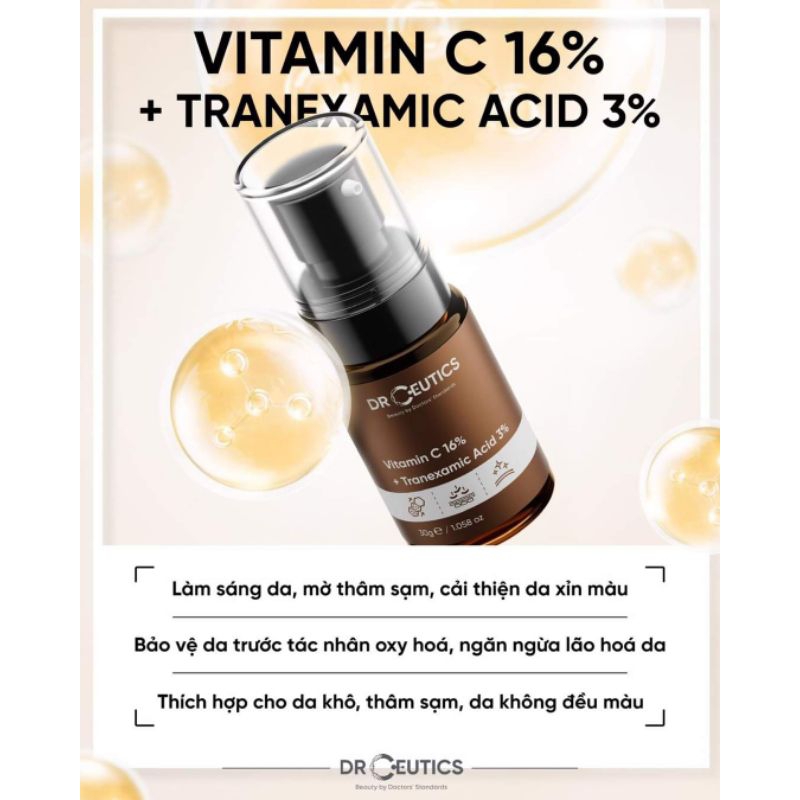 DRCEUTICS Serum Vitamin C 16% + TXA 3% Sáng Da, Mờ Thâm, Chống Lão Hóa 30g
