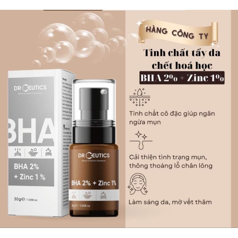 Drceutics SERUM MỤN BHA 2% + ZINC 1% 30g ngăn ngừa và cải thiện tình trạng mụn