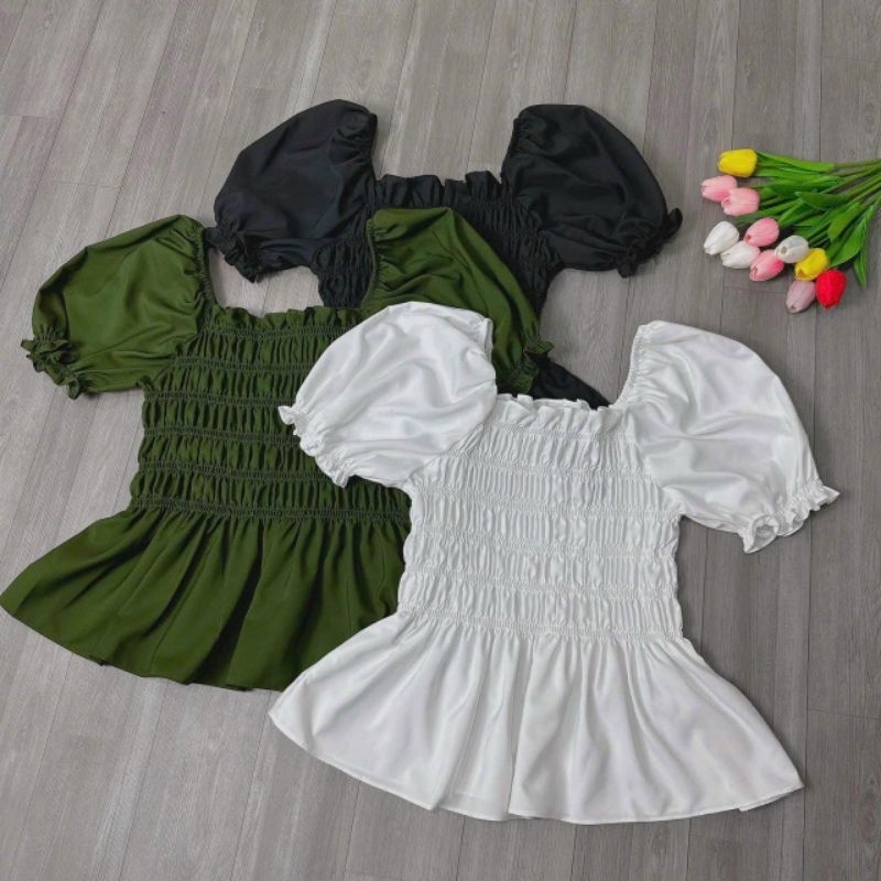 Áo kiểu from nhún bigsize 55-115kg của giãn tay bồng