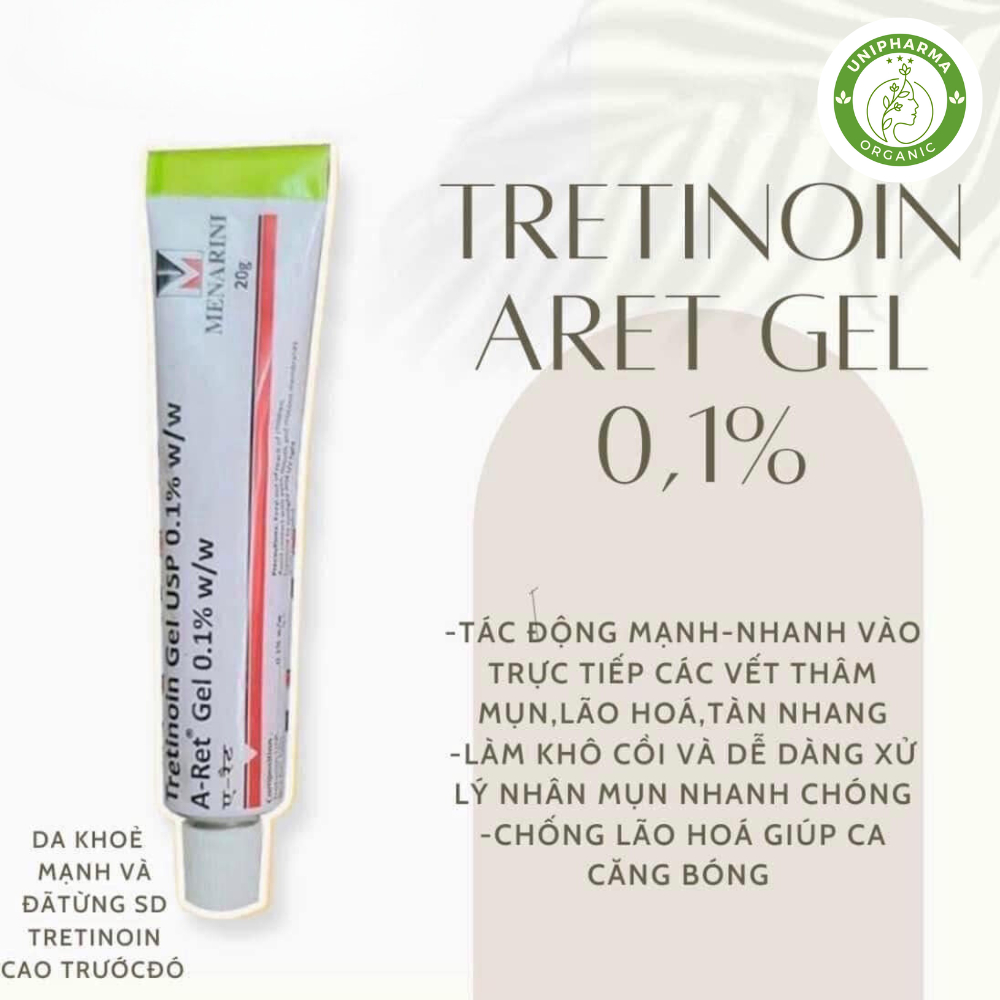 Tretinoin Aret Gel Ngăn Ngừa Lão Hóa 0.025 0.05 0.1, Giúp giảm mụn hiệu quả Tre Aret Ấn Độ Chính Hãng - UniPharma
