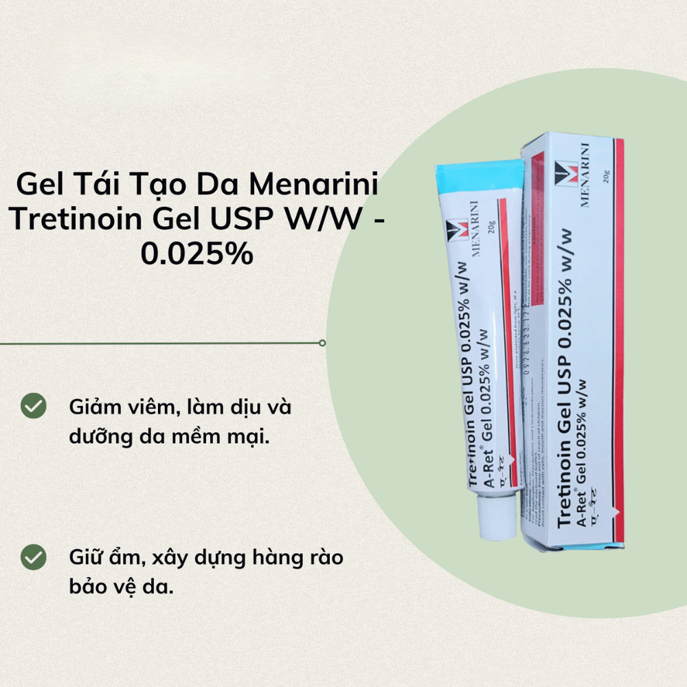 Tretinoin Aret Gel Ngăn Ngừa Lão Hóa 0.025 0.05 0.1, Giúp giảm mụn hiệu quả Tre Aret Ấn Độ Chính Hãng - UniPharma