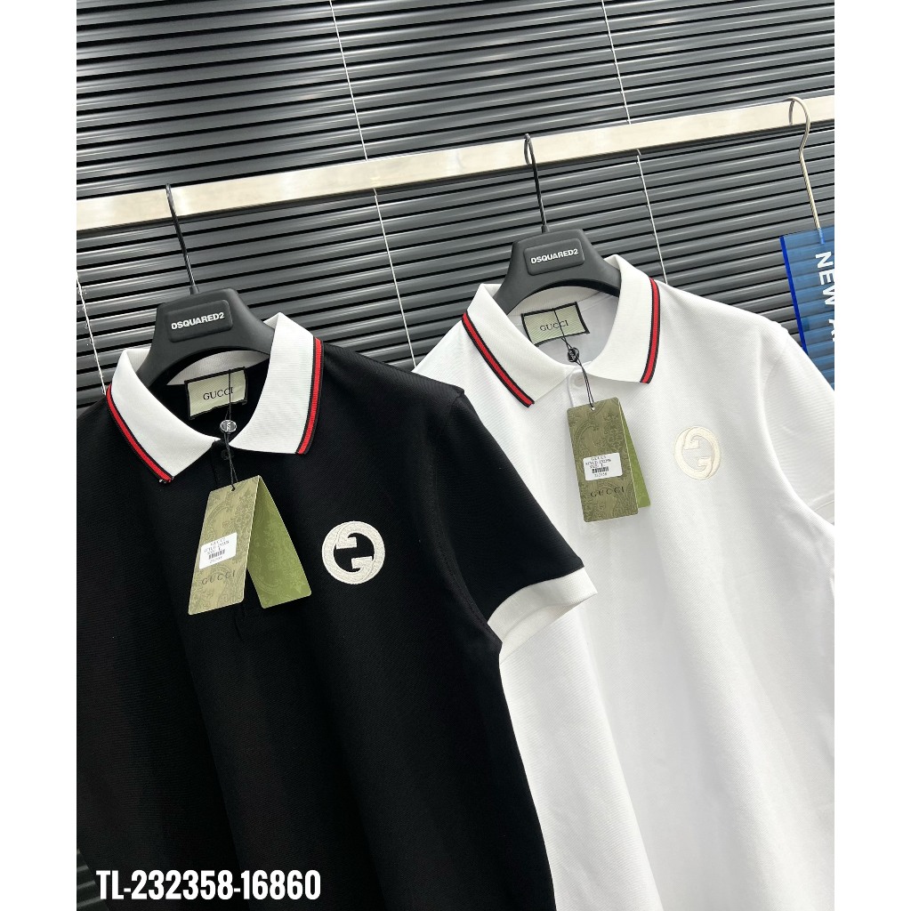 🔥Hot🔥Áo polo Gucci phối cổ thêu logo thiết kế hot trend Nam nữ New 2023