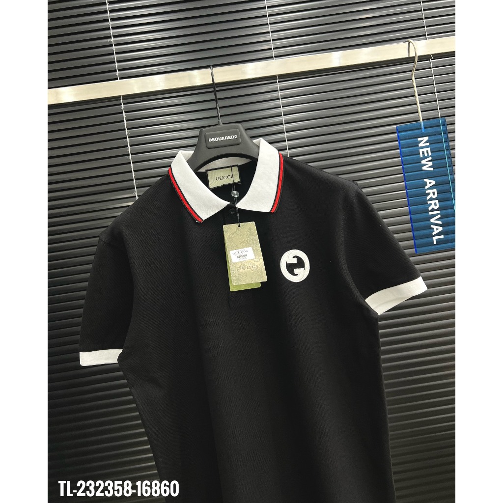 🔥Hot🔥Áo polo Gucci phối cổ thêu logo thiết kế hot trend Nam nữ New 2023