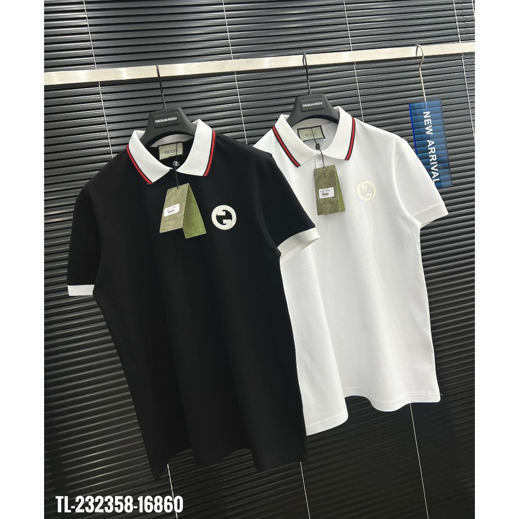 🔥Hot🔥Áo polo Gucci phối cổ thêu logo thiết kế hot trend Nam nữ New 2023