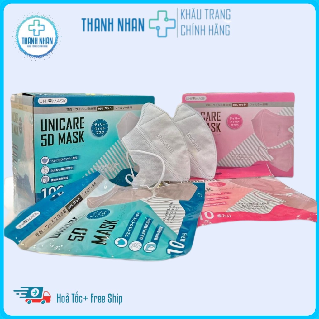 [100 Cái] Khẩu Trang 5D Unicare,Nhiều Màu Lựa Chọn.