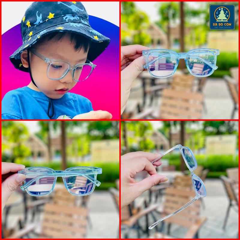 Kính trẻ em chống ánh sáng xanh không độ Shein size 3-5 tuổi gọng dẻo, chống UV đeo cực đẹp, fullbox.