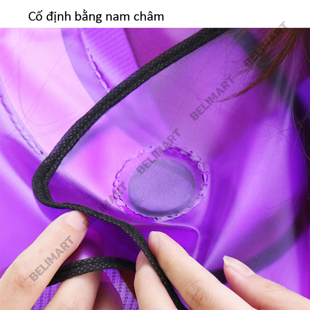 Áo choàng nhuộm tóc dùng nhiều lần, bạt nhuộm tóc tại nhà chống thấm nước màu tím BELIMART BL059