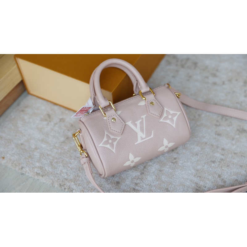 Túi Xách LV Speedy Nano Trắng Kem Đen Size 16  -  By Anh Dinh Phuong