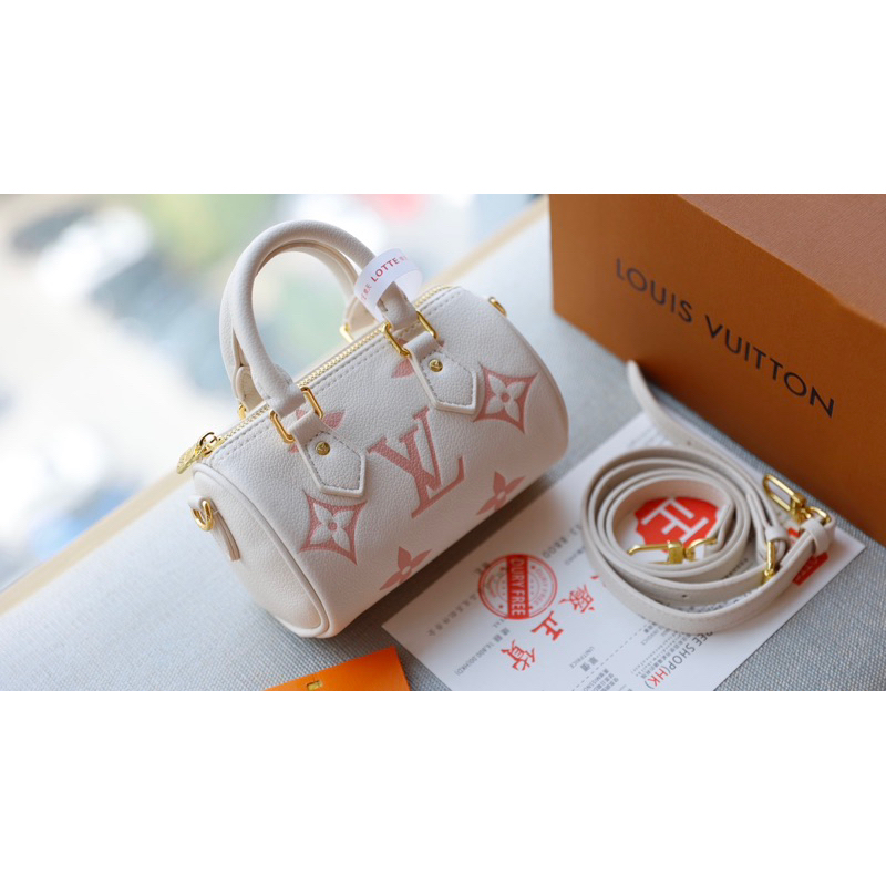 Túi Xách LV Speedy Nano Trắng Kem Đen Size 16  -  By Anh Dinh Phuong