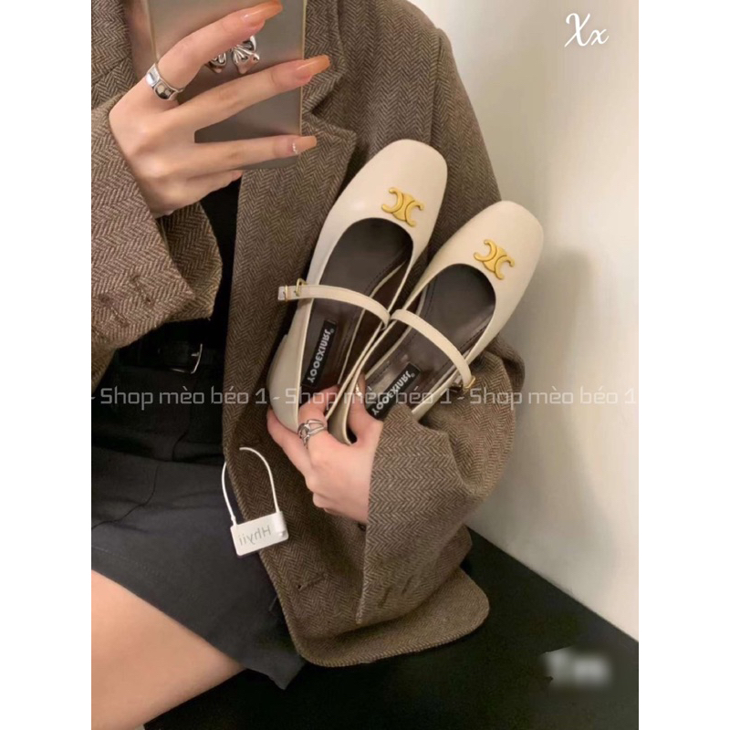 Giày búp bê cl quai ngang tag đồng đế thấp fullbox hàng quảng châu cao cấp