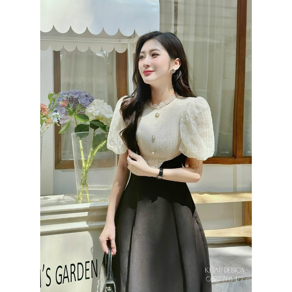 Mã V248 váy ren cúc ngọc sịn sò