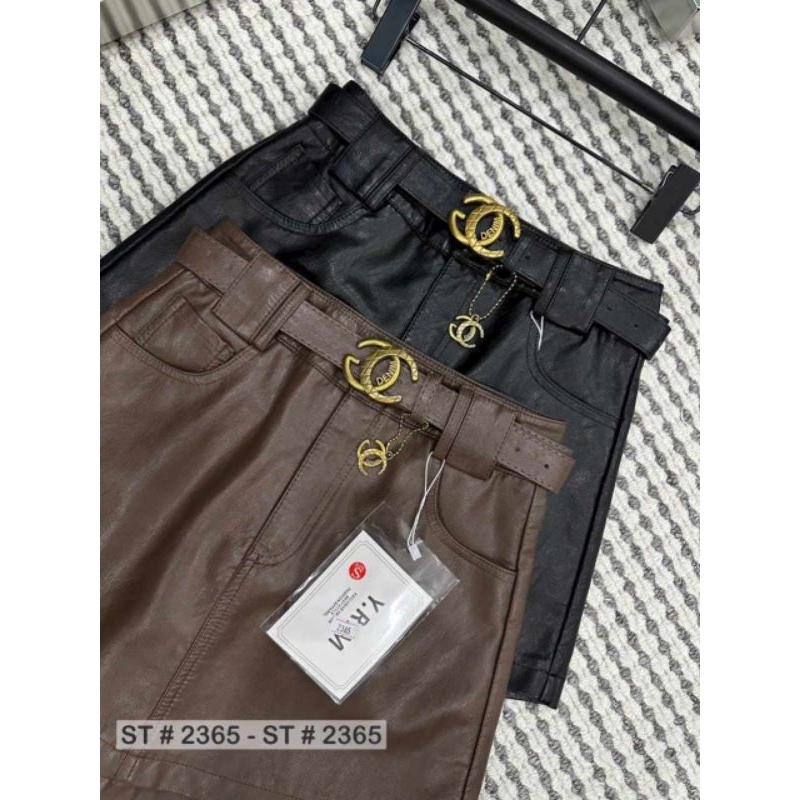 Quần váy da kèm đai chữ X hàng QCL1