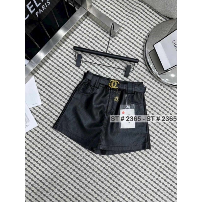 Quần váy da kèm đai chữ X hàng QCL1