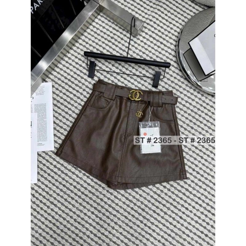 Quần váy da kèm đai chữ X hàng QCL1