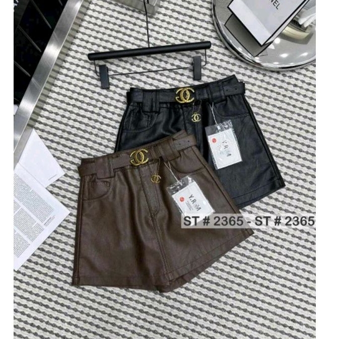 Quần váy da kèm đai chữ X hàng QCL1