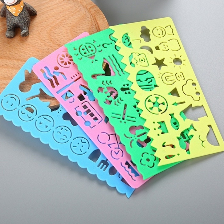 Thước kẻ vẽ theo khuôn hình / Thước kẻ hình theo mẫu dễ thương xinh xắn dành cho bé tập vẽ