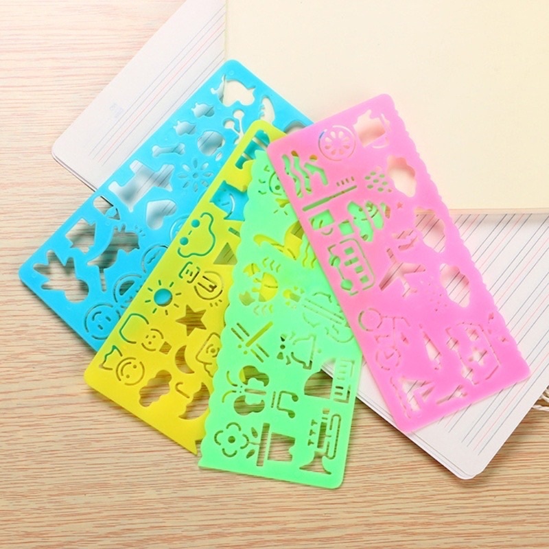 Thước kẻ vẽ theo khuôn hình / Thước kẻ hình theo mẫu dễ thương xinh xắn dành cho bé tập vẽ