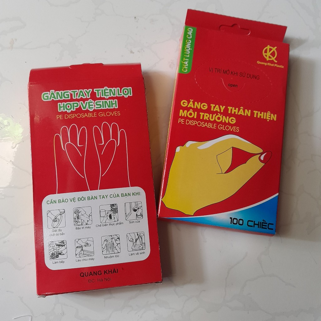 Hộp 100 chiếc găng tay nilon dùng 1 lần
