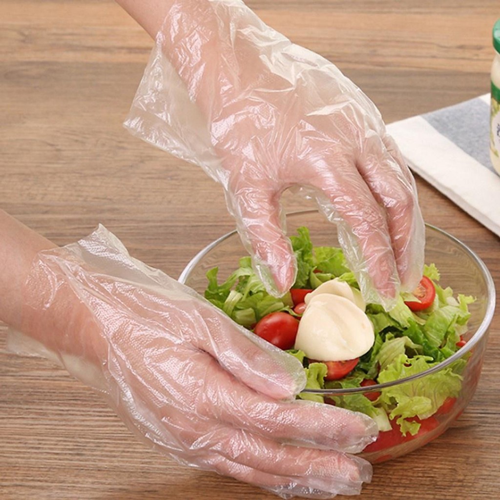 Hộp 100 chiếc găng tay nilon dùng 1 lần