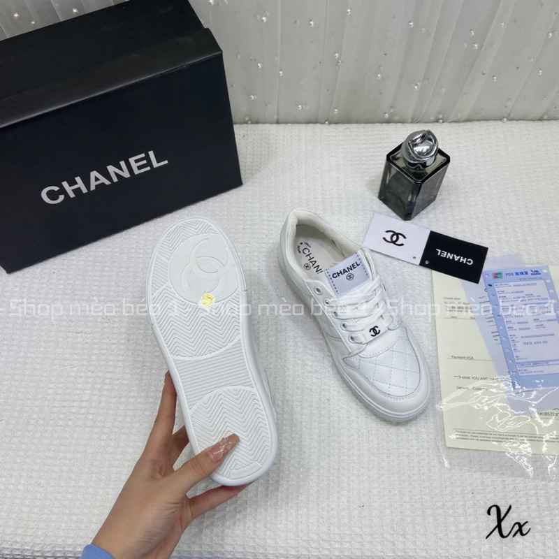 Giày thể thao cn trần chỉ viền pha logo hông fullbox