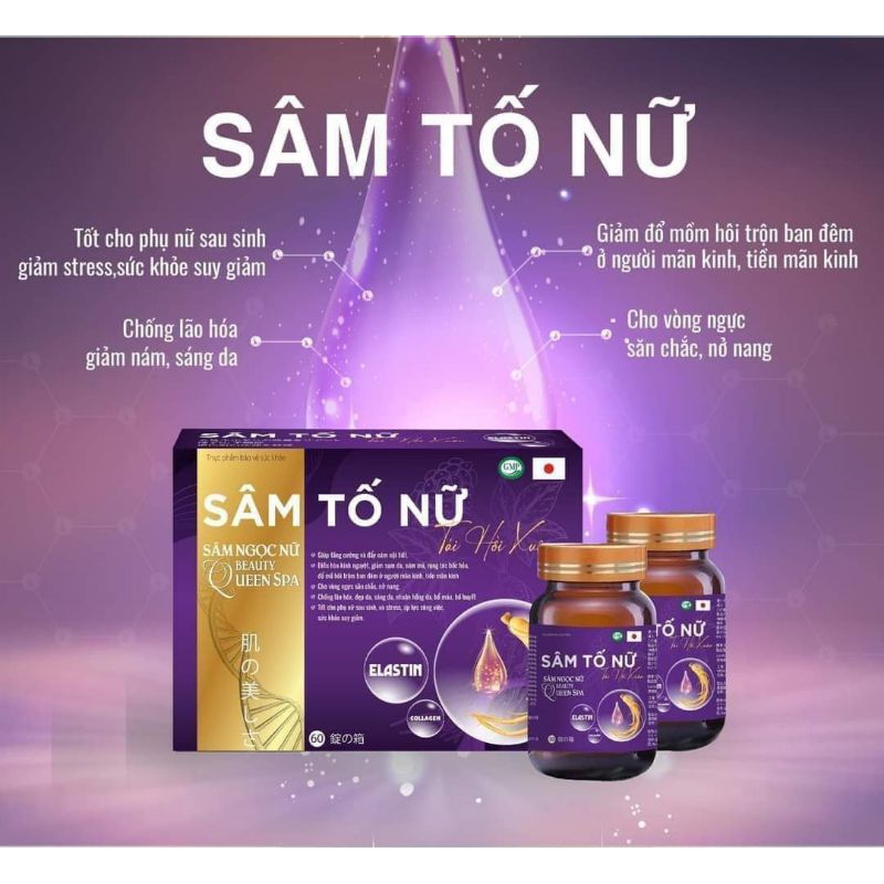 SÂM TỐ NỮ TÁI HỒI XUÂN HỖ TRỢ NỘI TIẾT TỐ NỮ. 2HỘP  TỔNG 60VIÊN
