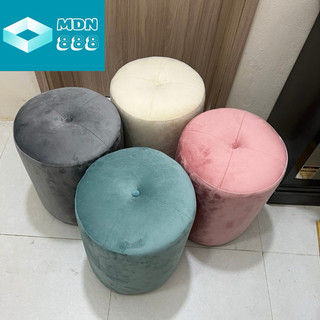 Đôn sofa bàn trang điểm bọc đệm nỉ nhung siêu êm , ghế trang điểm tròn 35 cao 45 phong cách hiện đại