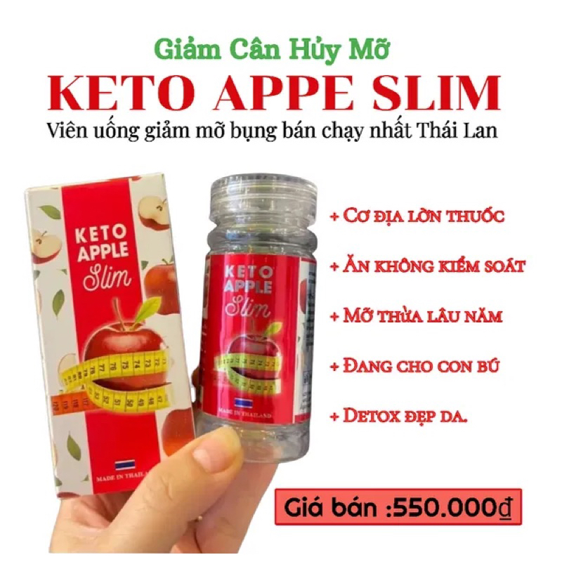 Giảm Cân Keto Apple Slim Hộp 30 viên Hàng chuẩn Thái Không Tác Dụng Phụ