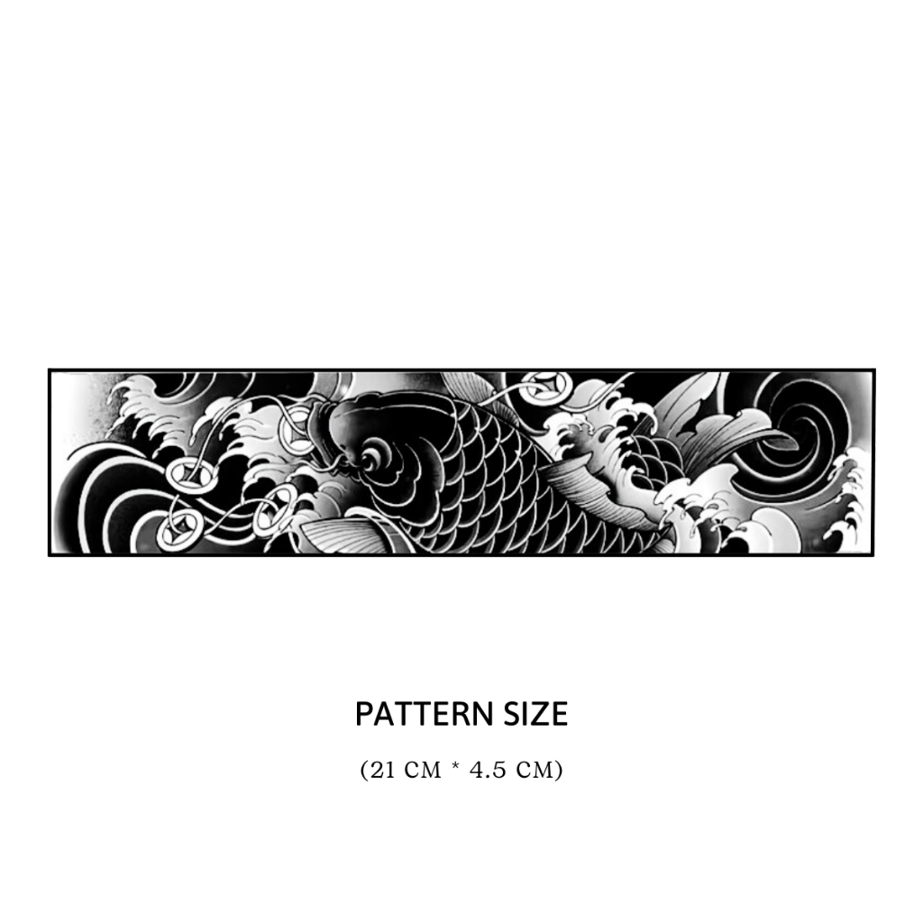 Hình Xăm Tạm Thời Vòng Băng Tay Cá Chép Kéo Dài 7-15 Ngày Chống Nước Chống Cọ Xát VT19