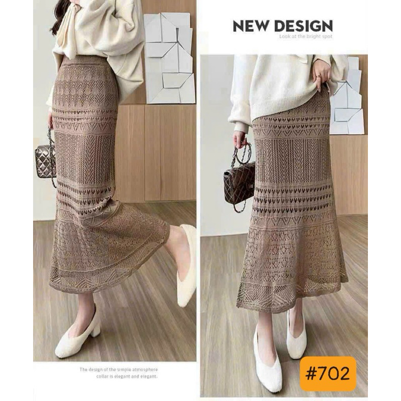 Chân váy len phối ren hàng Quảng Châu cao cấp cho nữ