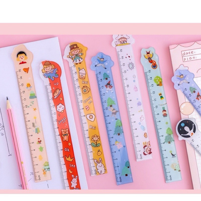 Thước Kẻ Cao cấp 15Cm Họa Tiết Hoạt Hình Xinh Xắn HAPPI