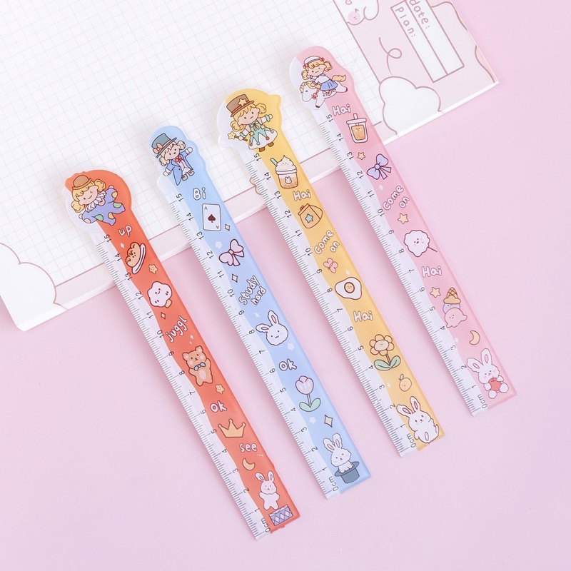 Thước Kẻ Cao cấp 15Cm Họa Tiết Hoạt Hình Xinh Xắn HAPPI