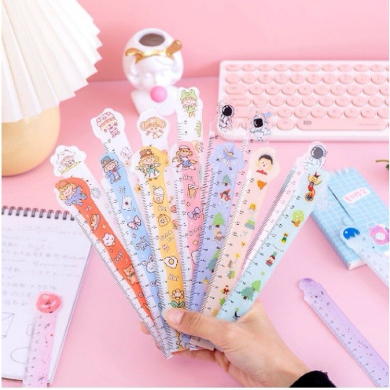Thước Kẻ Cao cấp 15Cm Họa Tiết Hoạt Hình Xinh Xắn HAPPI