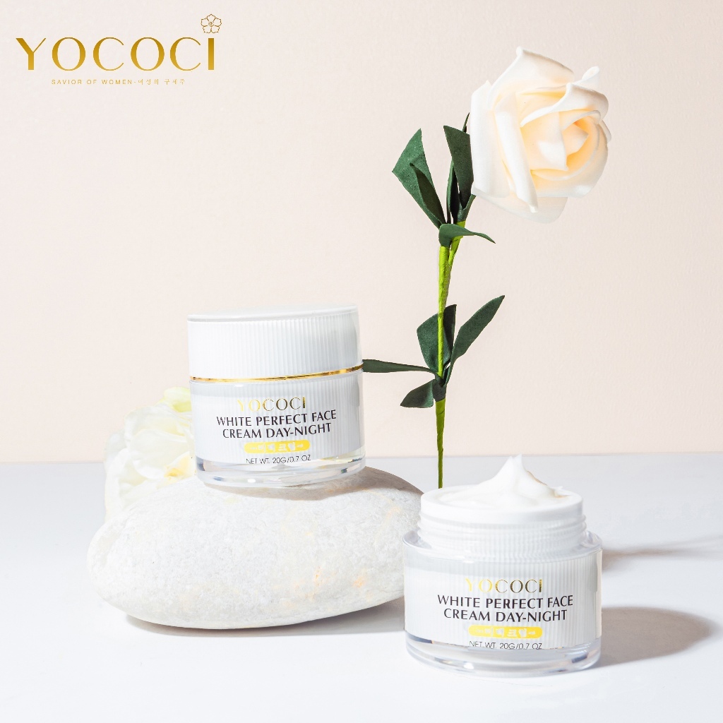 Bộ dưỡng trắng và bảo vệ da Yococi gồm 1 kem chống nắng 50g + 1 kem face 20g + 1 serum 20ml + 1 nước tẩy trang - 100g