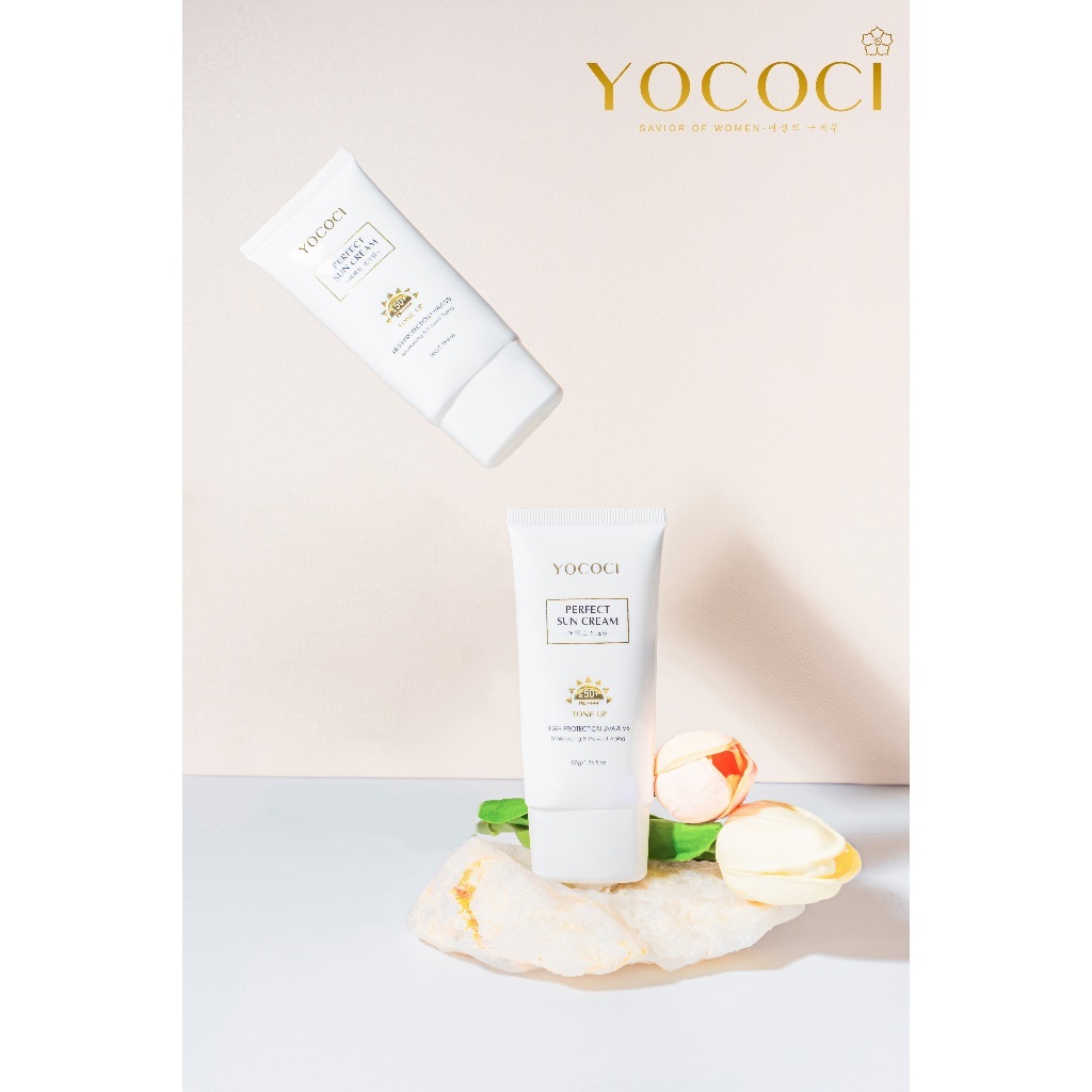 Bộ dưỡng trắng và bảo vệ da Yococi gồm 1 kem chống nắng 50g + 1 kem face 20g + 1 serum 20ml + 1 nước tẩy trang - 100g
