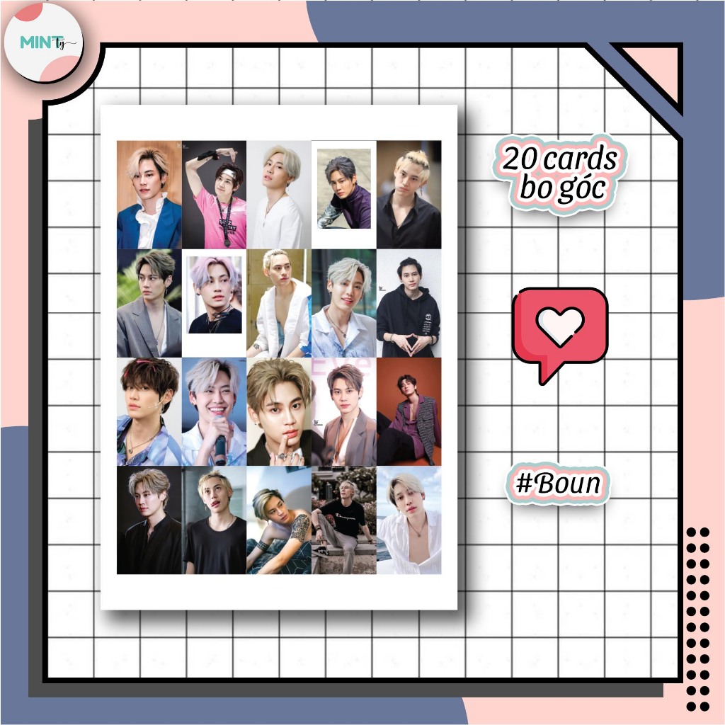 [CẮT SẴN - Handmade] Set 20 Cards - Ảnh bo góc Boun