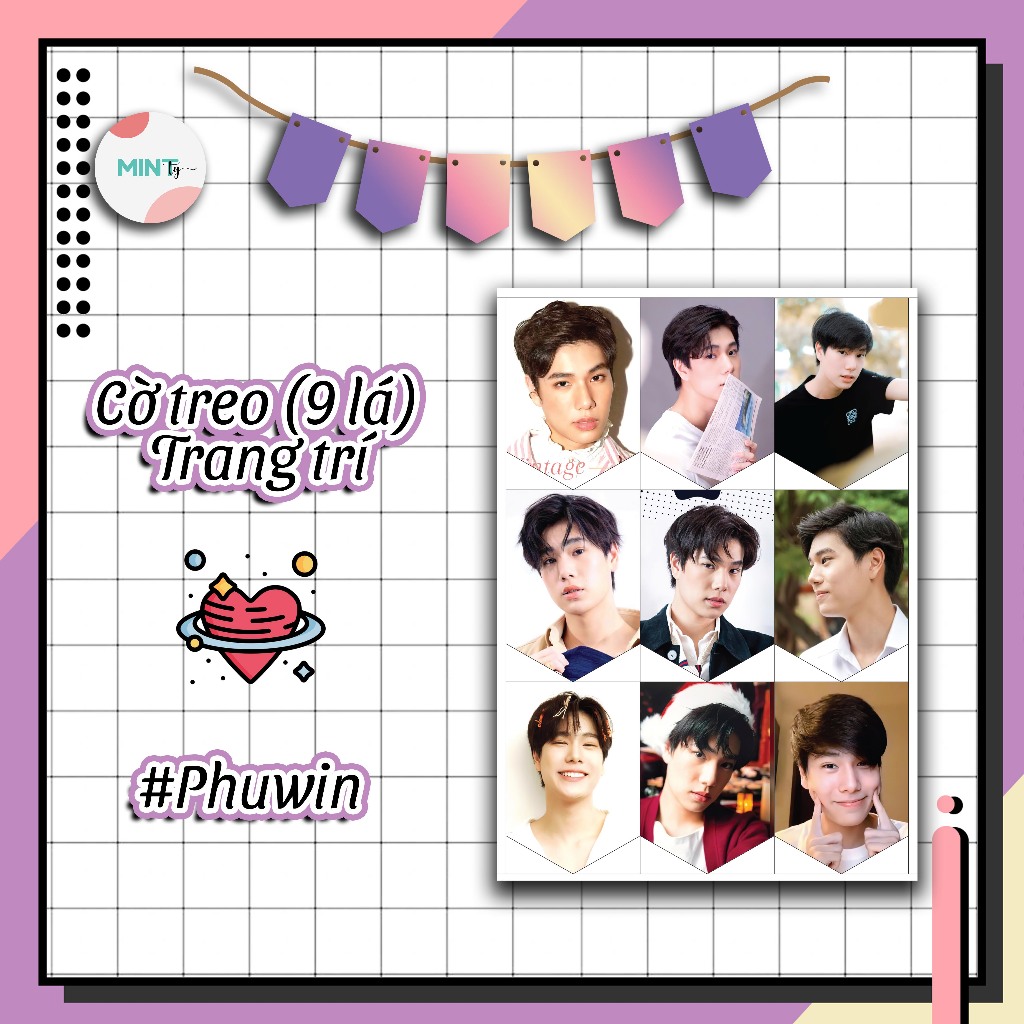 [HandMade] Cờ lá treo trang trí Phuwin (9 lá + Dây)