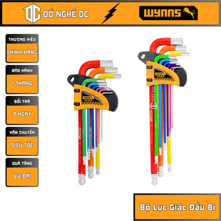 Bộ lục giác đầu bi sắc màu 9 món, lục lăng đầu bi f041239 f041339 wynn's 1.5mm-10mm thép cao cấp