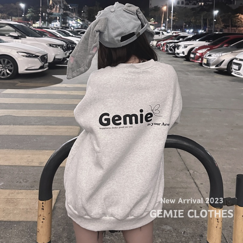 Áo sweater / Áo hoodie nỉ bông GEMIE nam nữ form rộng (có bo chun) unisex tay bồng, hoodies oversize form thụng ulzzang