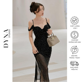 Váy lưới hai dây vai thả 𝐀𝐒𝐇𝐘𝐋𝐄𝐘 dáng dài xẻ tà 2 bên