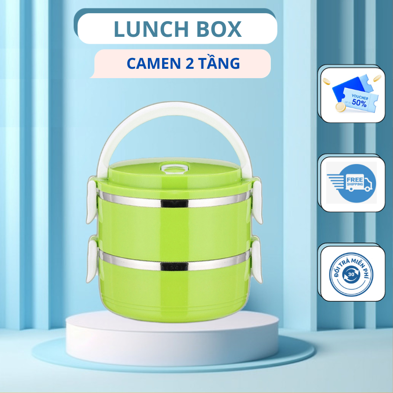 Hộp Đựng Cơn Giữ Nhiệt  2 Tầng ion - CÀ MEN 2 TẦNG SIÊU CHẮC CHẮN BỎ ĐƯỢC LÒ VI SÓNG - hàng chất lượng
